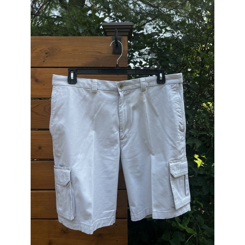Haggar Men's Size 38 Cargo Shorts Beige Khaki Casual Flat Front Twill EUC
